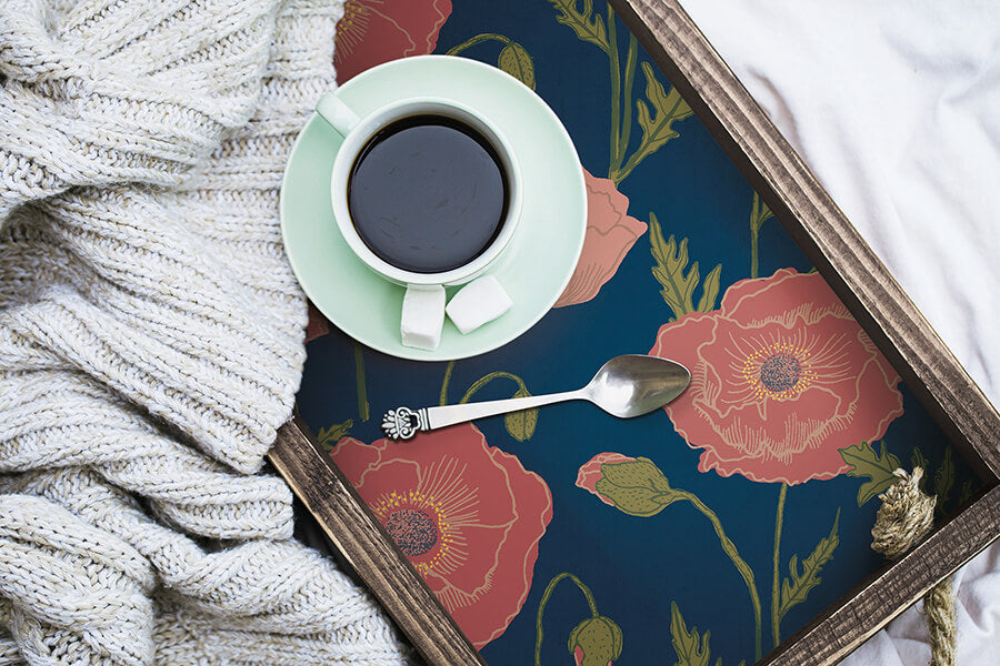 navy-pink-poppy-field-peel-and-stick-wallpaper-york-wallcoverings-jhs5028 - York Wallcoverings Wallpaper