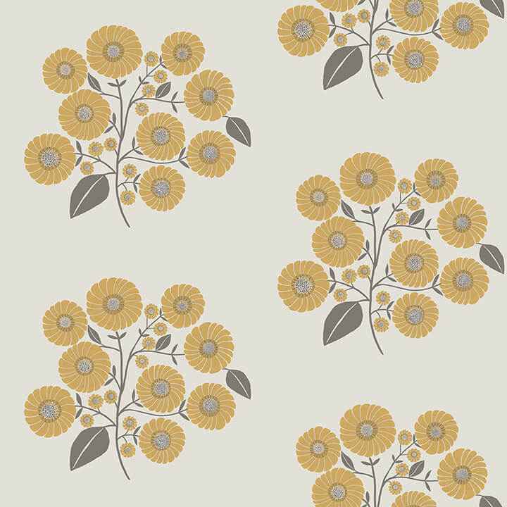 Mustard Grey Strawflower Peel and Stick Wallpaper - York Wallcoverings - JHS5031