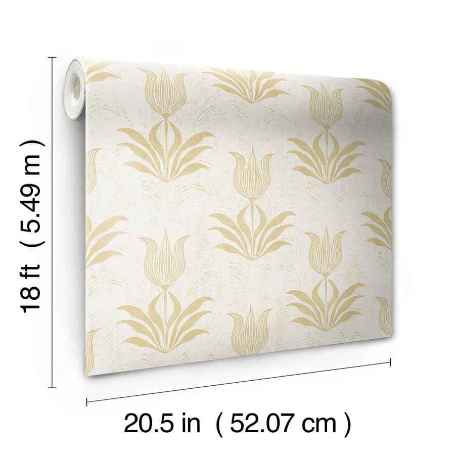 Mustard Parrot Tulip Peel and Stick Wallpaper - York Wallcoverings - JHS5032 - York Wallcoverings Wallpaper