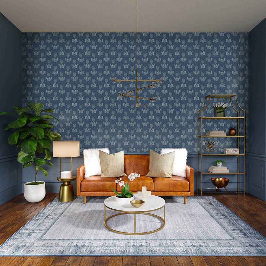 Navy Parrot Tulip Peel and Stick Wallpaper - York Wallcoverings - JHS5034 - York Wallcoverings Wallpaper