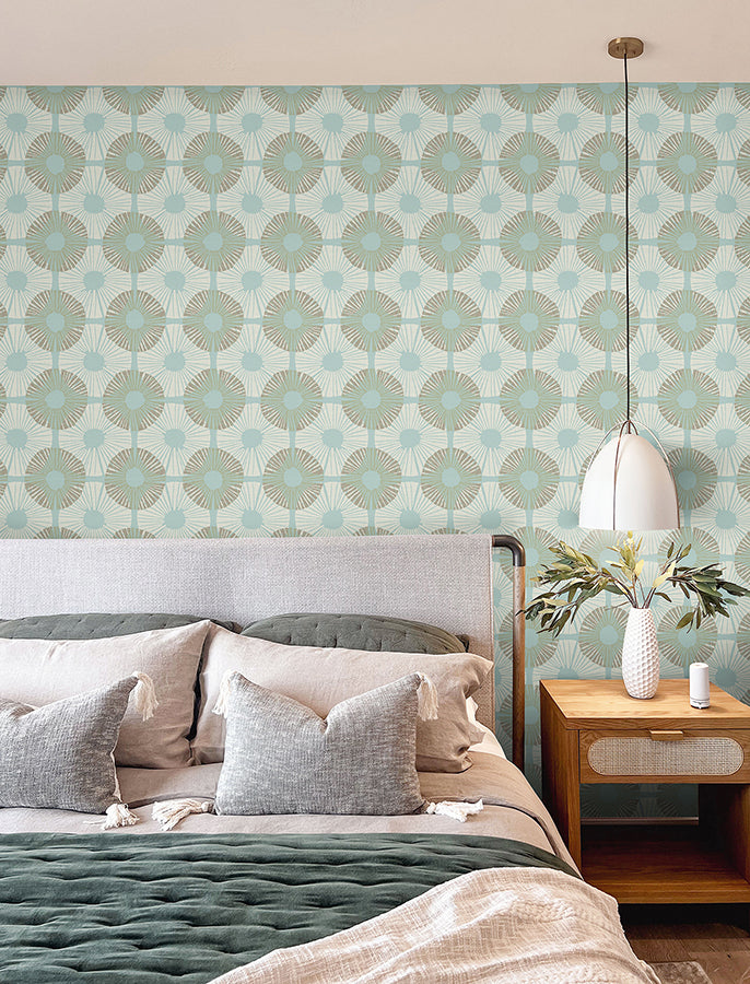 Aqua Chocolate Superbloom Peel and Stick Wallpaper - Brewster Wallcovering