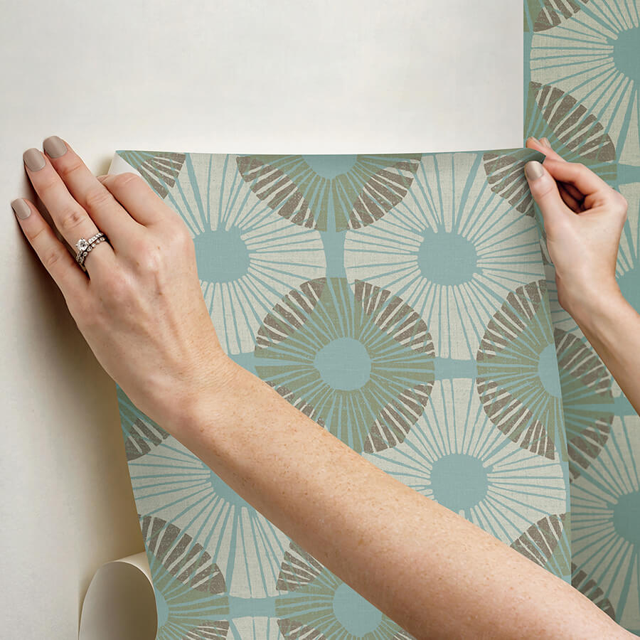 aqua-chocolate-superbloom-peel-and-stick-wallpaper-york-wallcoverings-jhs5036 - York Wallcoverings Wallpaper