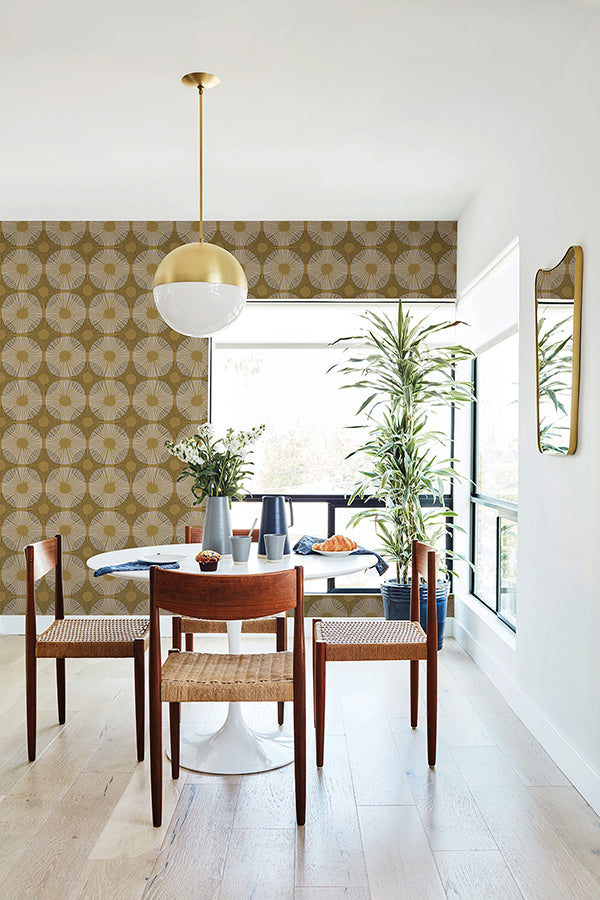 Mustard Superbloom Peel and Stick Wallpaper - Brewster Wallcovering