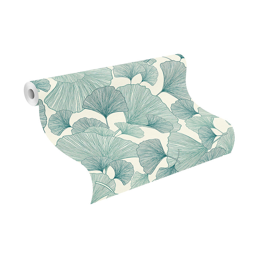 Waft Teal Ginkgo Wallpaper - Brewster Wallcovering