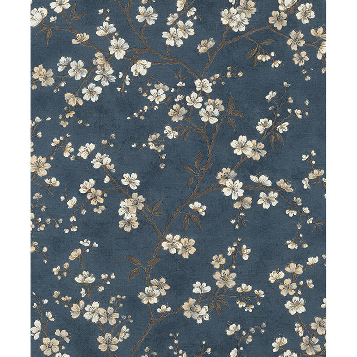 Brewster Wallcovering-Tsubomi Blue Cherry Blossom Wallpaper