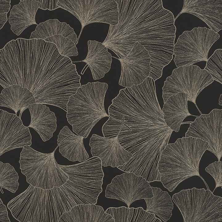 Waft Black Ginkgo Wallpaper - York Wallcoverings - RH462234 - York Wallcoverings Wallpaper