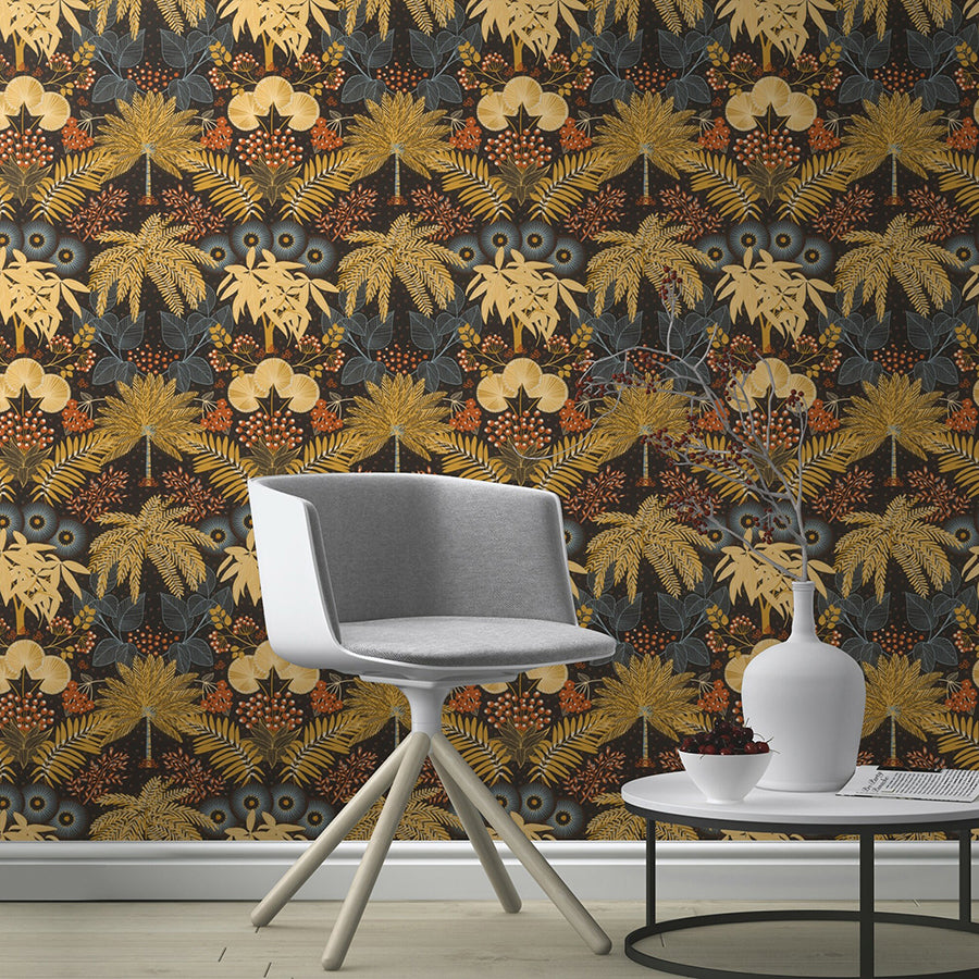 Leonor Mustard Bohemian Jungle Wallpaper - Brewster Wallcovering