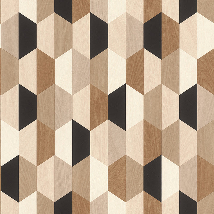 Picture of Anthony Black Wooden Hexagon Wallpaper