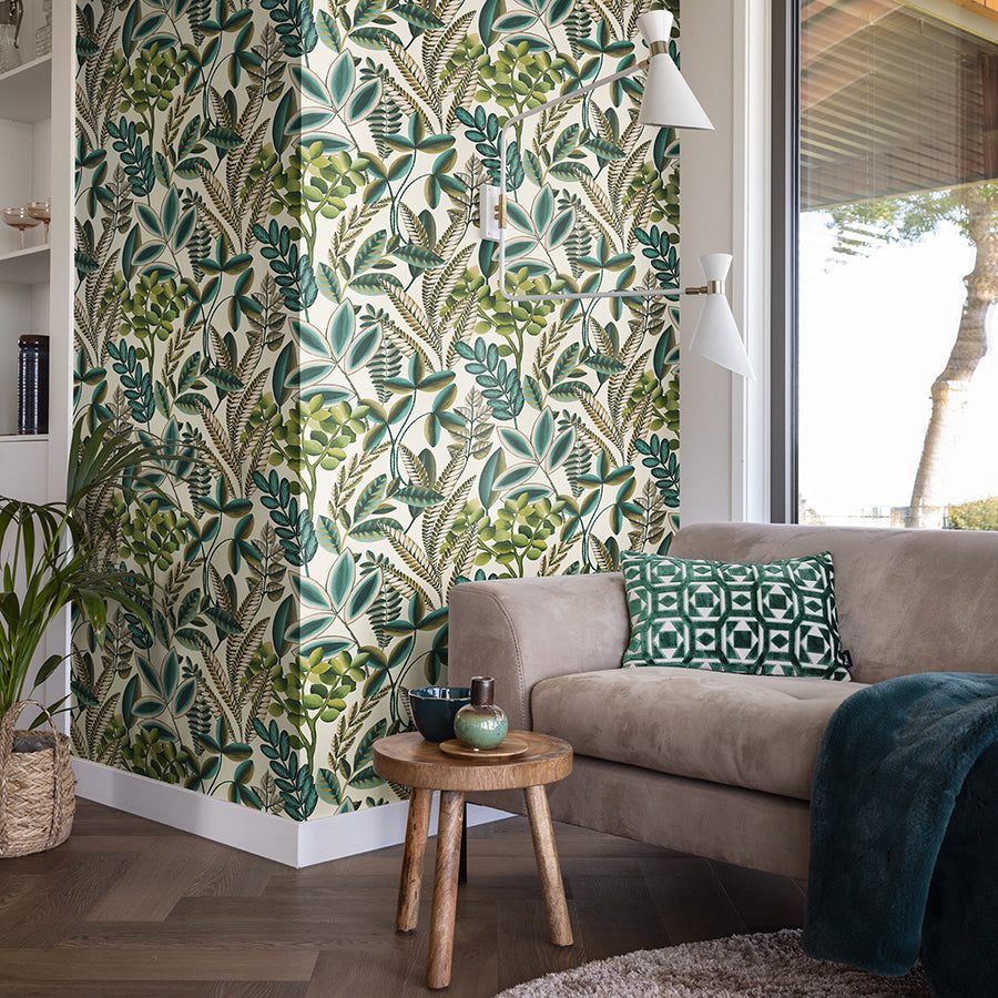 Liani Cream Painterly Botanical Wallpaper  | Brewster Wallcovering - The WorkRm