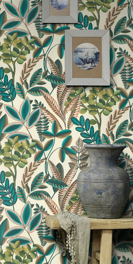 Liani Cream Painterly Botanical Wallpaper  | Brewster Wallcovering - The WorkRm