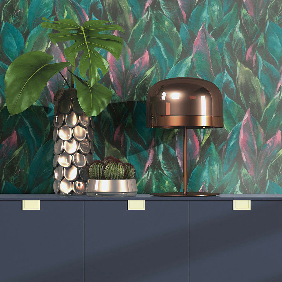 Maclayi Fuschia Banana Leaf Wallpaper - Brewster Wallcovering