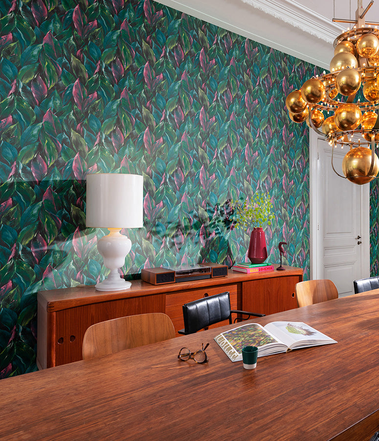 Maclayi Fuschia Banana Leaf Wallpaper  | Brewster Wallcovering - The WorkRm