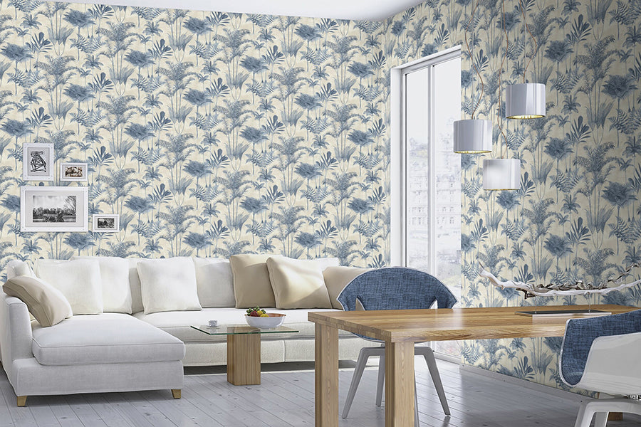 Kinabalu Blue Rainforest Wallpaper - Brewster Wallcovering