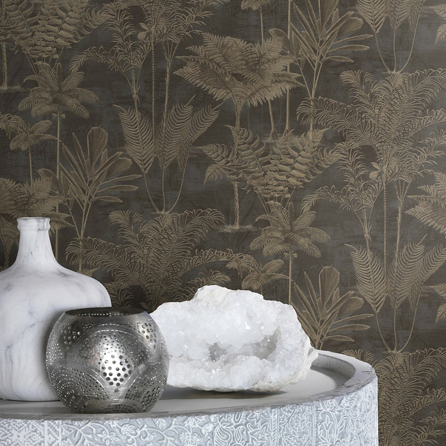 Kinabalu Black Rainforest Wallpaper - Brewster Wallcovering