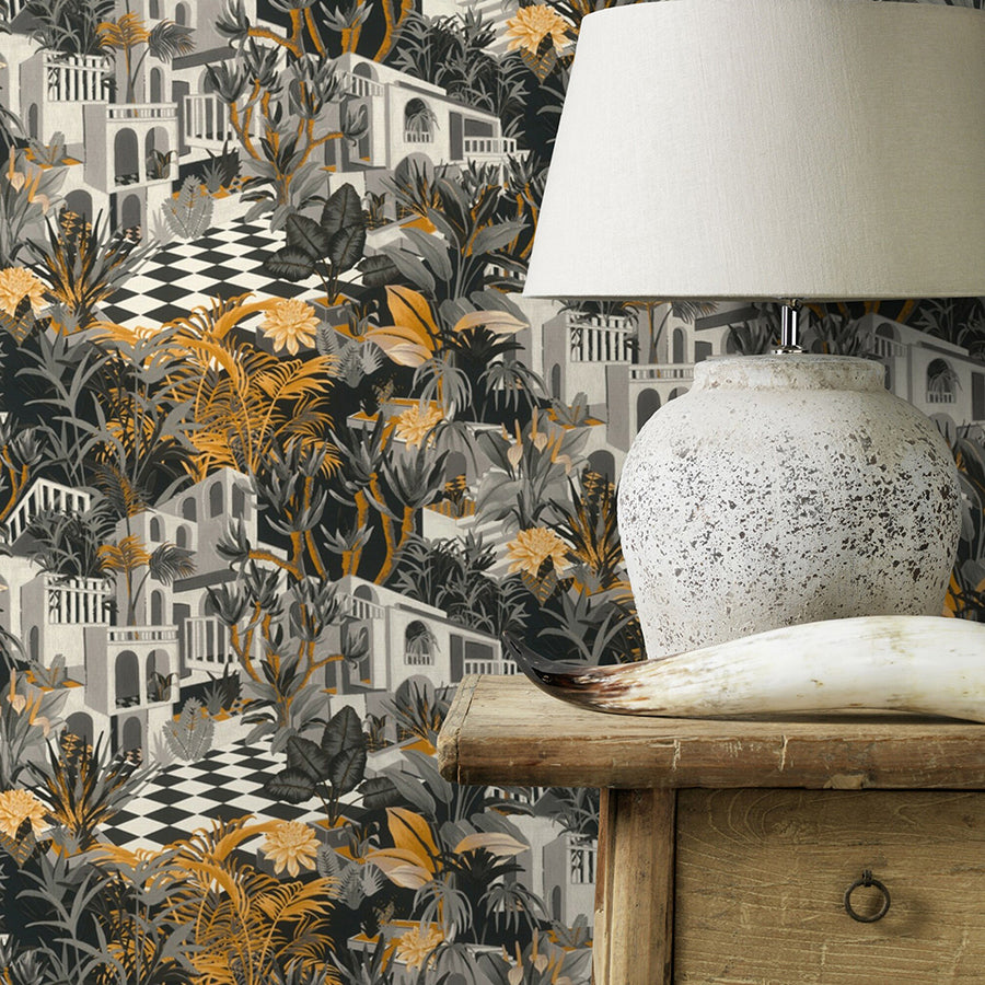 Merian Grey Architectural Wallpaper  | Brewster Wallcovering - The WorkRm