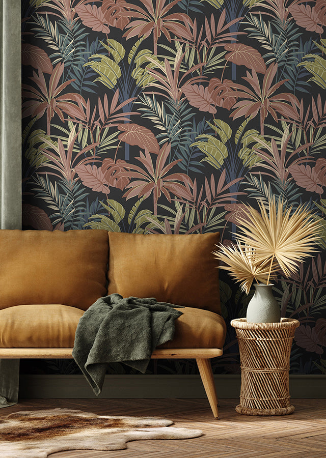 Rudyard Pink Tropical Flora Wallpaper - Brewster Wallcovering