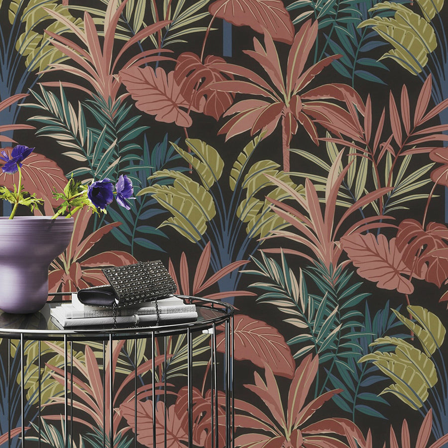 Rudyard Pink Tropical Flora Wallpaper - Brewster Wallcovering