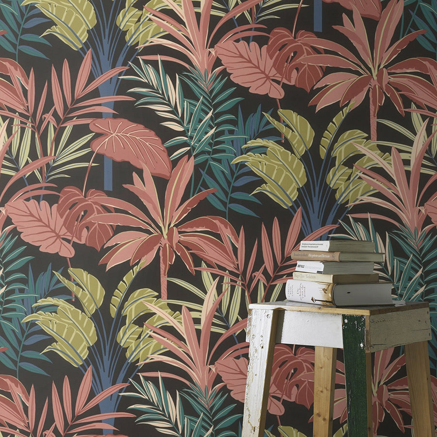 Rudyard Pink Tropical Flora Wallpaper - Brewster Wallcovering