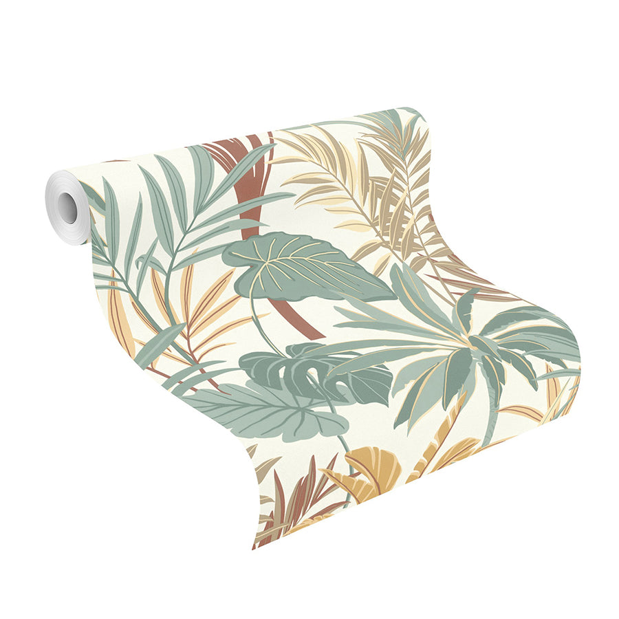 Rudyard Apricot Tropical Flora Wallpaper - Brewster Wallcovering