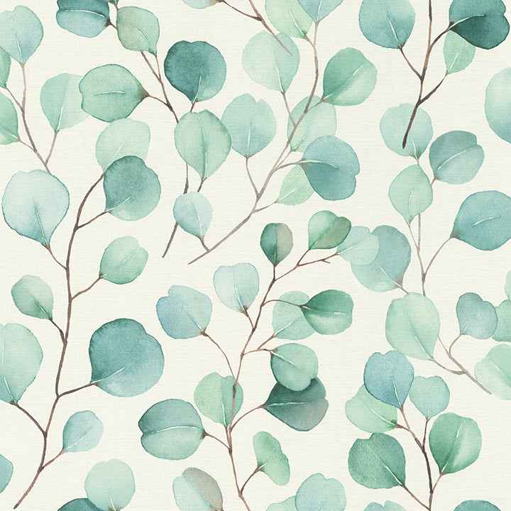 Elaina Aqua Watercolor Boughs Wallpaper - York Wallcoverings - RH691702