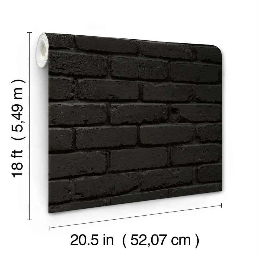 Black Amsterdam Brick Peel and Stick Wallpaper - York Wallcoverings - NUS4842 - York Wallcoverings Wallpaper