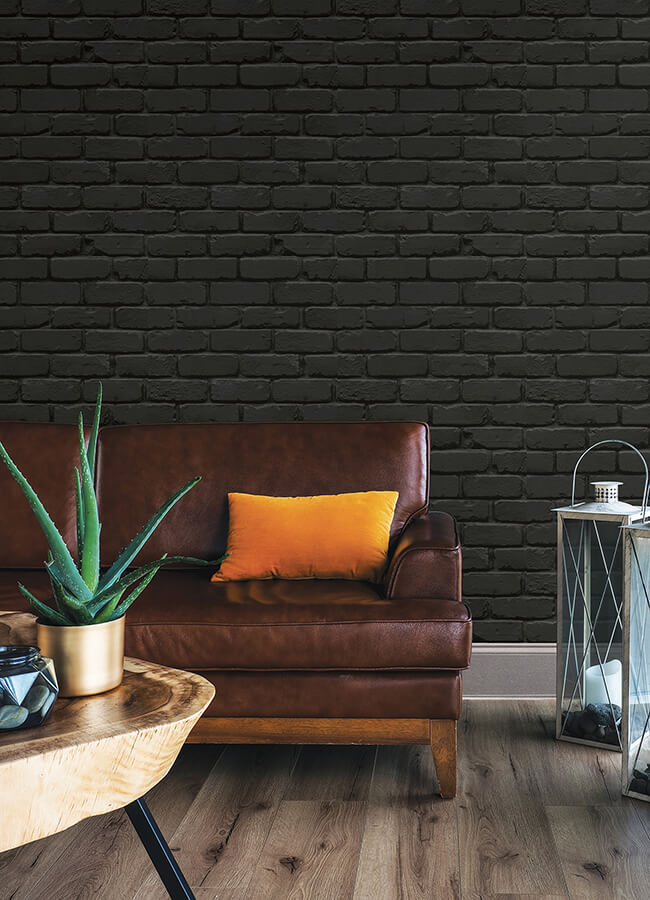 Black Amsterdam Brick Peel and Stick Wallpaper - York Wallcoverings - NUS4842 - York Wallcoverings Wallpaper