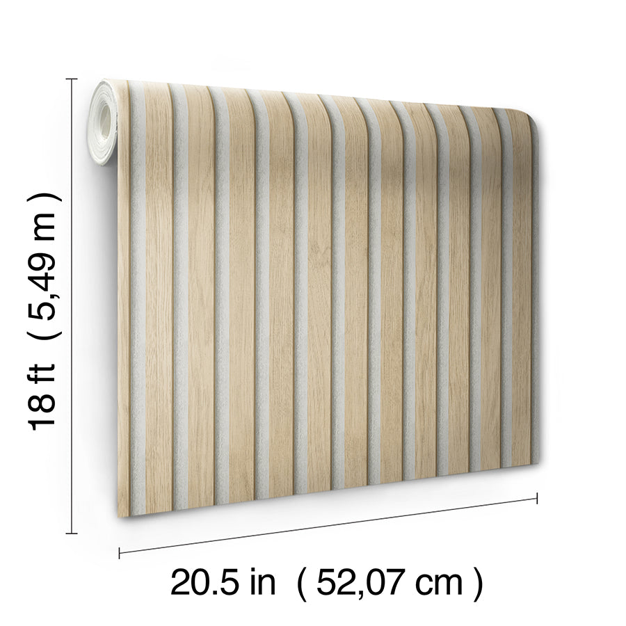 Natural Slat Wood Peel and Stick Wallpaper  | Brewster Wallcovering - The WorkRm