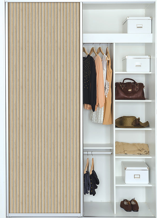 Natural Slat Wood Peel and Stick Wallpaper  | Brewster Wallcovering - The WorkRm