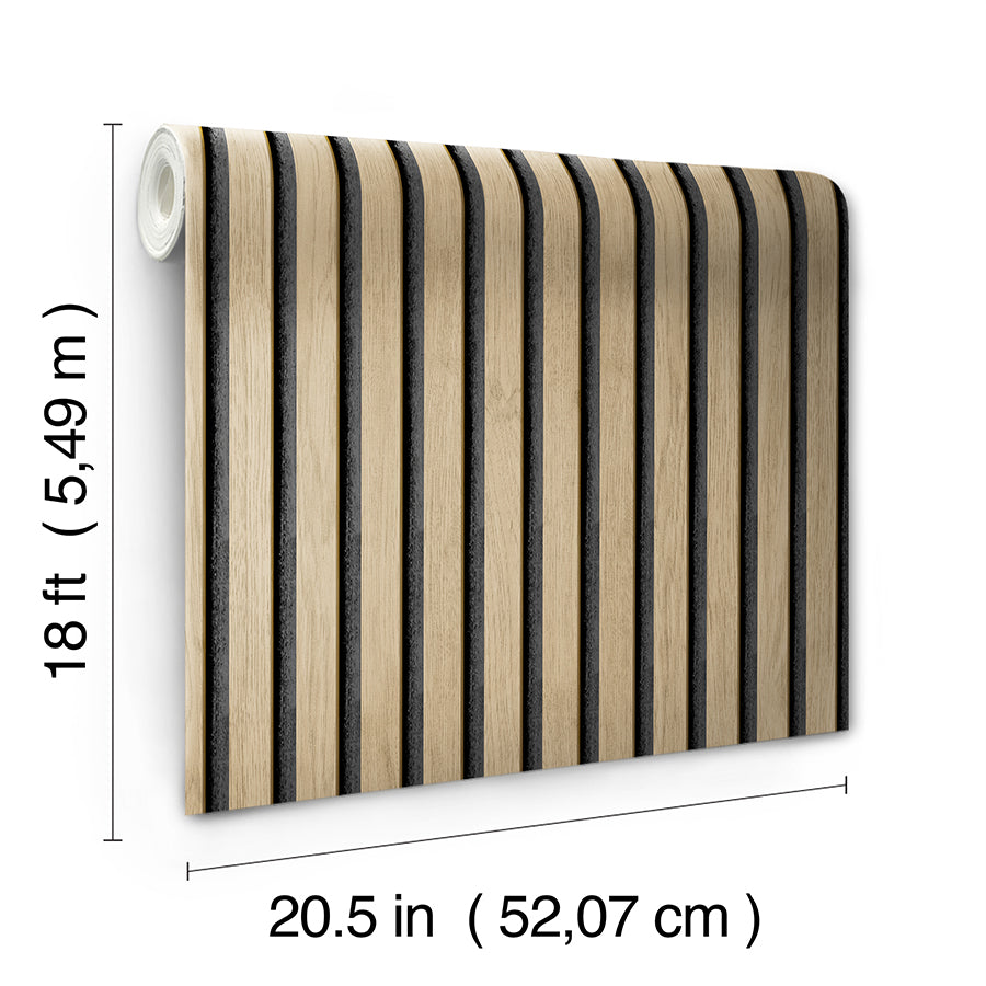 Oak Slat Wood Peel and Stick Wallpaper - Brewster Wallcovering