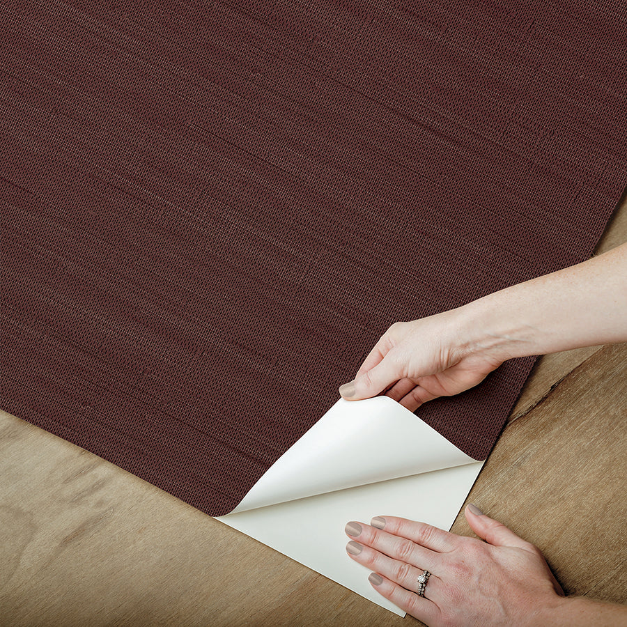 Aubergine Classic Faux Grasscloth Peel and Stick Wallpaper  | Brewster Wallcovering - The WorkRm