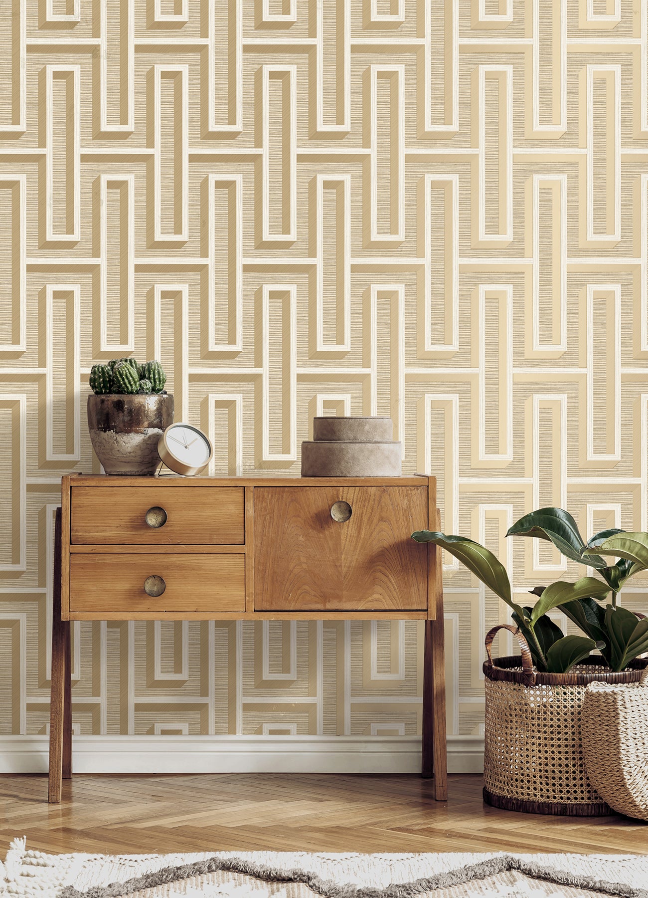 Henley Taupe Geometric Grasscloth Wallpaper  | Brewster Wallcovering - The WorkRm