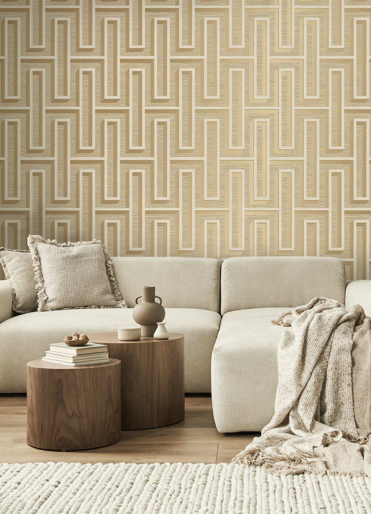 Henley Taupe Geometric Grasscloth Wallpaper  | Brewster Wallcovering - The WorkRm