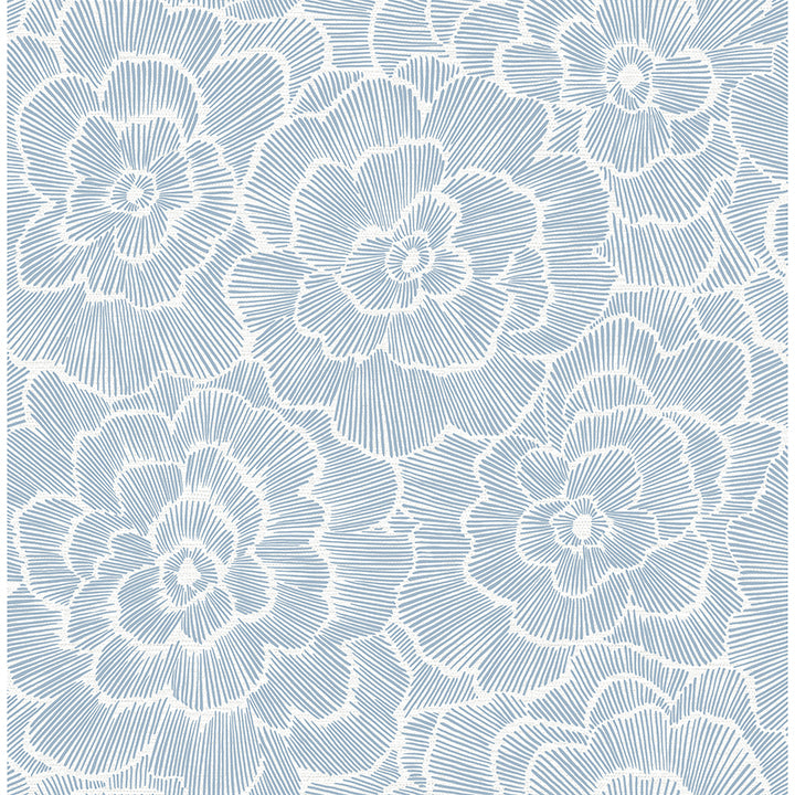 Periwinkle Blue Textured Floral Wallpaper - York Wallcoverings - 2969-26039
