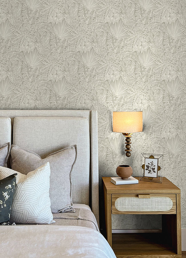 Vita Light Brown Botanical Wallpaper  | Brewster Wallcovering - The WorkRm