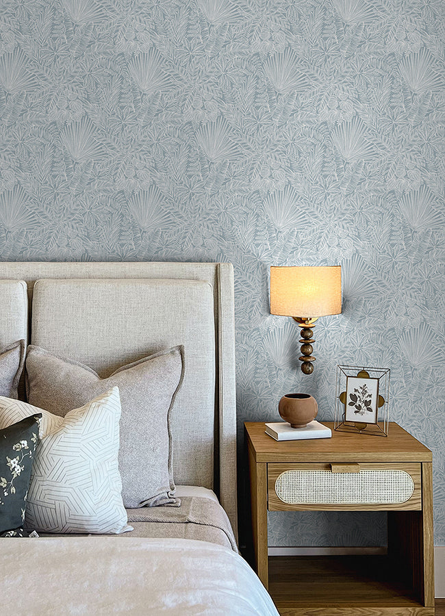 Vita Blue Botanical Wallpaper  | Brewster Wallcovering - The WorkRm