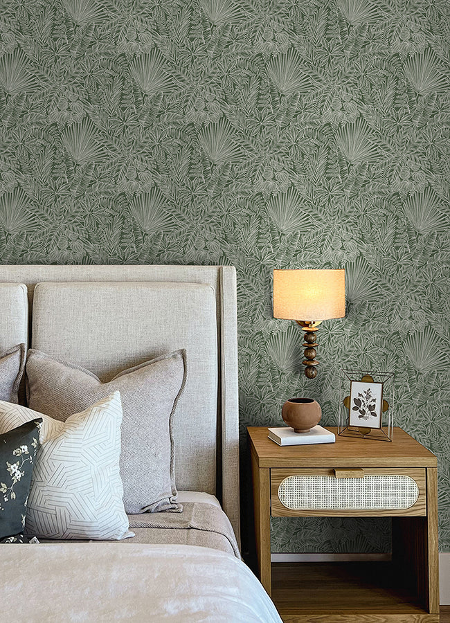 Vita Green Botanical Wallpaper - Brewster Wallcovering