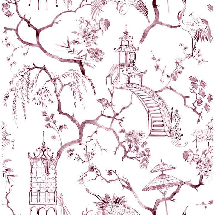 Serena Plum Chinoiserie Wallpaper - York Wallcoverings - 4120-26806 - York Wallcoverings Wallpaper