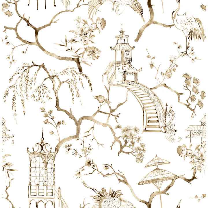 Serena Coffee Chinoiserie Wallpaper - York Wallcoverings - 4120-26807 - York Wallcoverings Wallpaper