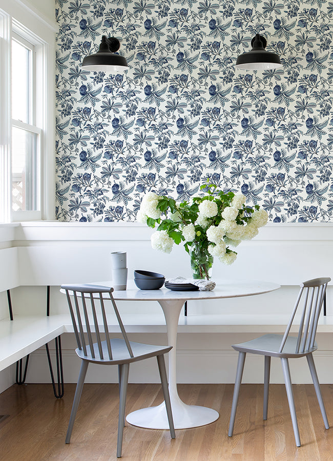 Cecilia Blue Fruit Wallpaper  | Brewster Wallcovering - The WorkRm