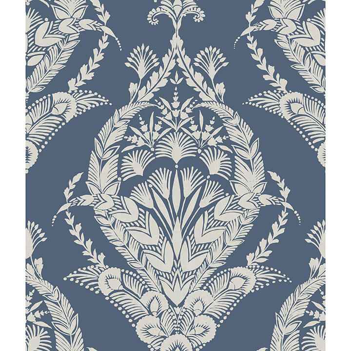 Arlie Indigo Botanical Damask Wallpaper - York Wallcoverings - 4120-26817 - York Wallcoverings Wallpaper
