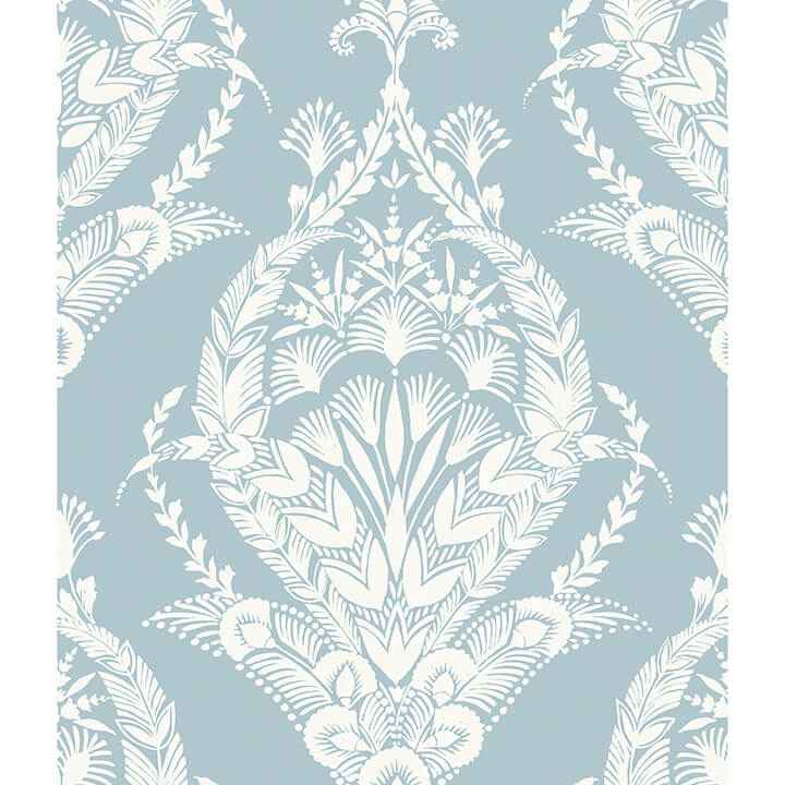 Arlie Light Blue Botanical Damask Wallpaper - York Wallcoverings - 4120-26819