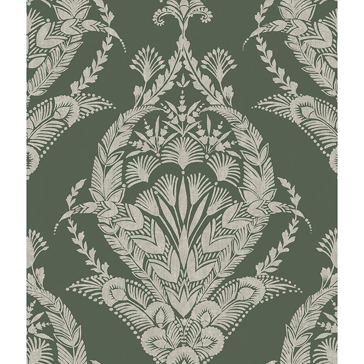 Picture of Arlie Evergreen Botanical Damask Wallpaper