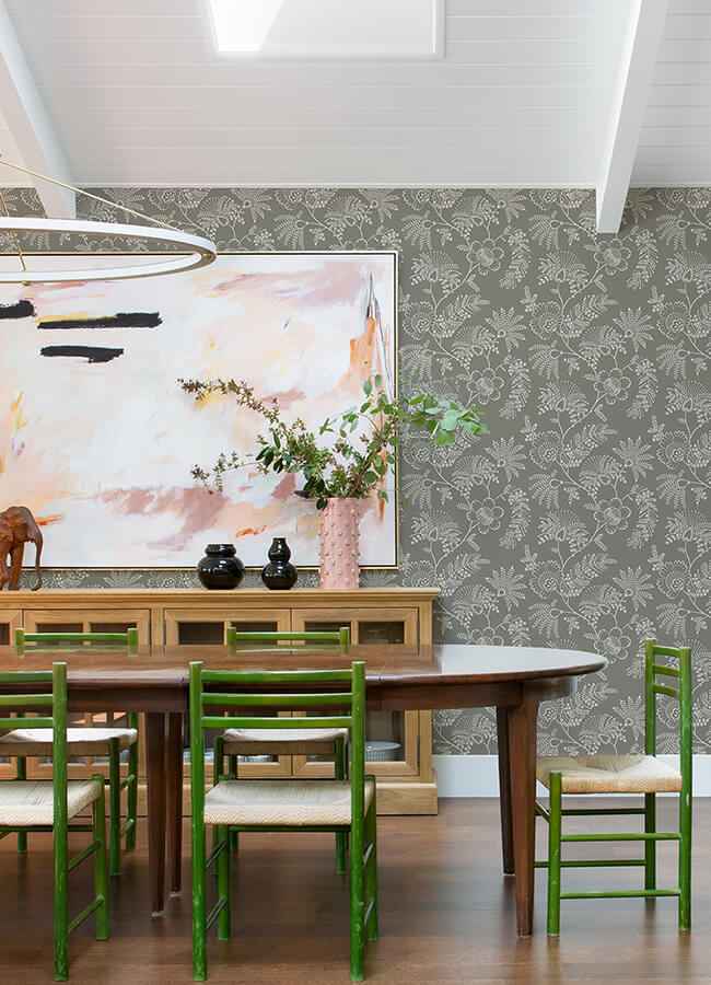 Maeve Grey Jacobean Trail Wallpaper - York Wallcoverings - 4120-26827 - York Wallcoverings Wallpaper