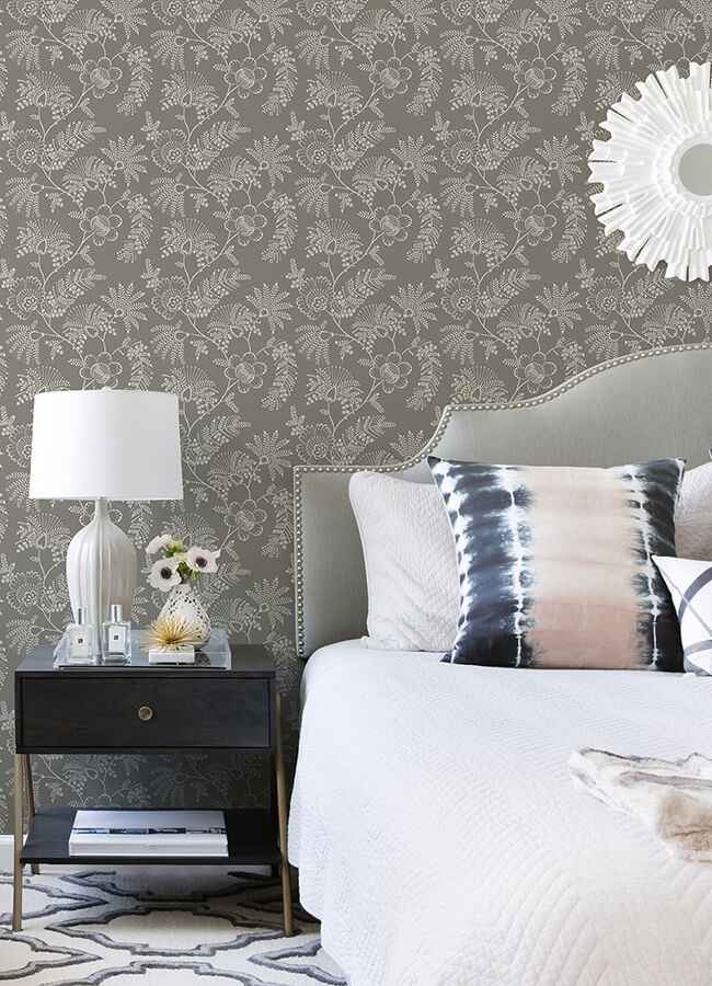 Maeve Grey Jacobean Trail Wallpaper - York Wallcoverings - 4120-26827 - York Wallcoverings Wallpaper