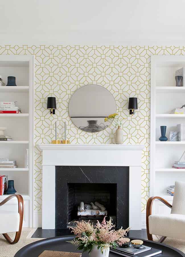 Addis Gold Trellis Wallpaper - York Wallcoverings - 4120-26831 - York Wallcoverings Wallpaper