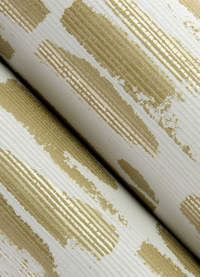Myrtle Gold Abstract Stripe Wallpaper  | Brewster Wallcovering