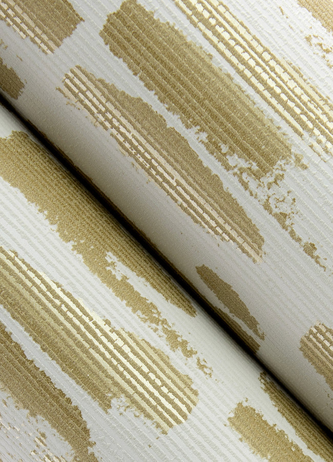 Myrtle Gold Abstract Stripe Wallpaper - Brewster Wallcovering