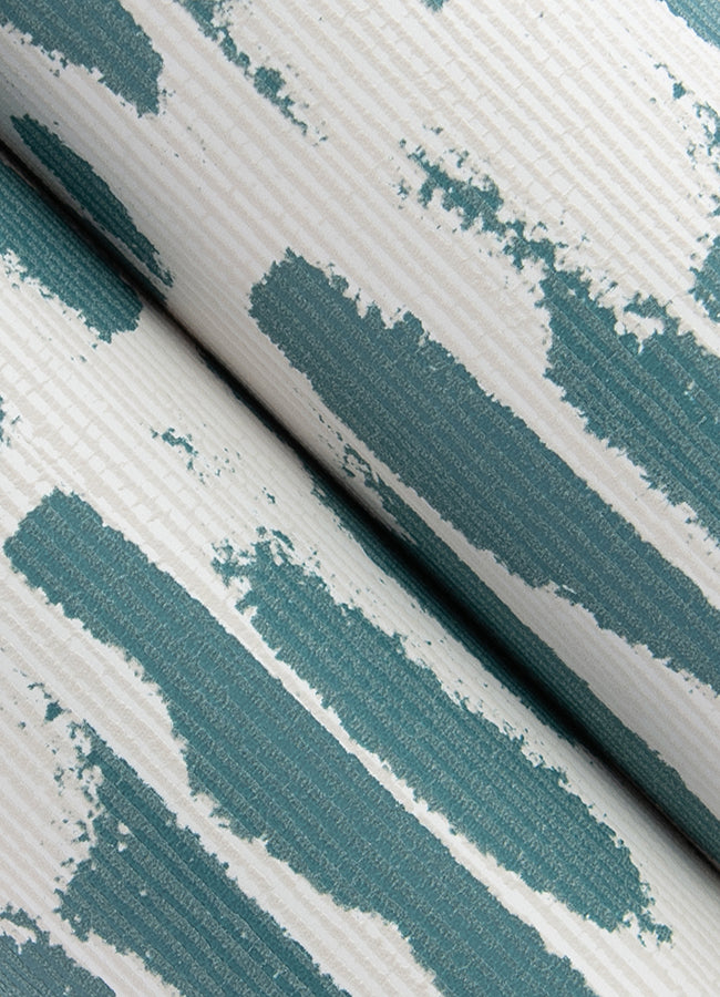 Myrtle Sea Green Abstract Stripe Wallpaper - Brewster Wallcovering