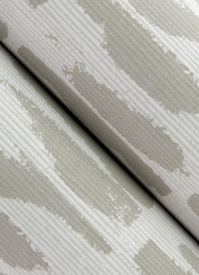 Myrtle Grey Abstract Stripe Wallpaper - Brewster Wallcovering