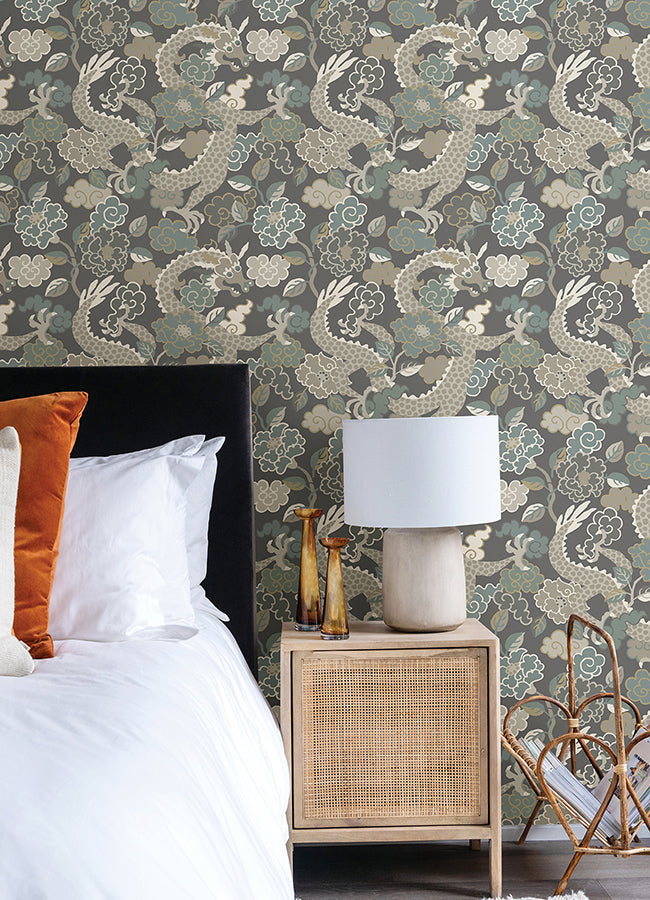 Yanci Stone Dragon Wallpaper  | Brewster Wallcovering - The WorkRm